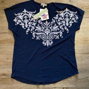 Vintage Suzie large short sleeve blue with gems shirt